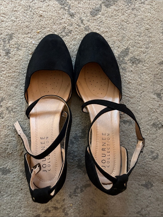Journee Collection Shoes - Journee Collection Black Suede D'Orsay Ankle Strap Heels